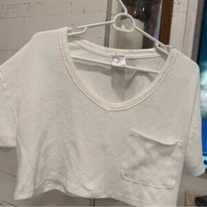 Aerie White Textured Crop Top